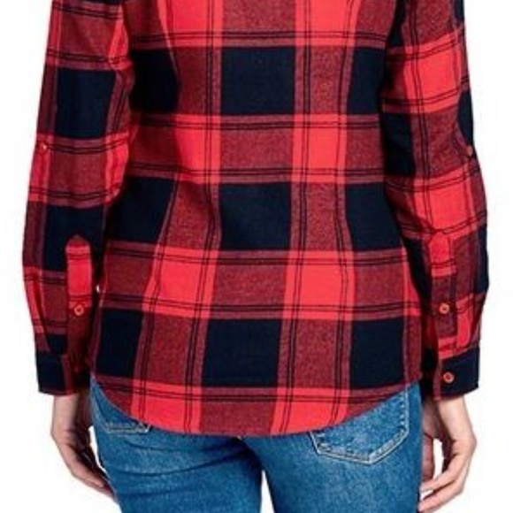 Red Buffalo Plaid Flannel Long Sleeve Button Shirt - Picture 5 of 7